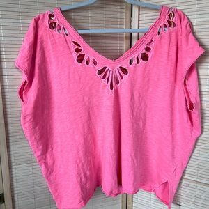 Free People Coral Oversized Cutout Blouse